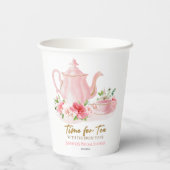Tijd voor thee | Vergulde roze bruids douche Papieren Bekers (Achterkant)