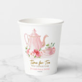 Tijd voor thee | Vergulde roze bruids douche Papieren Bekers (Voorkant)