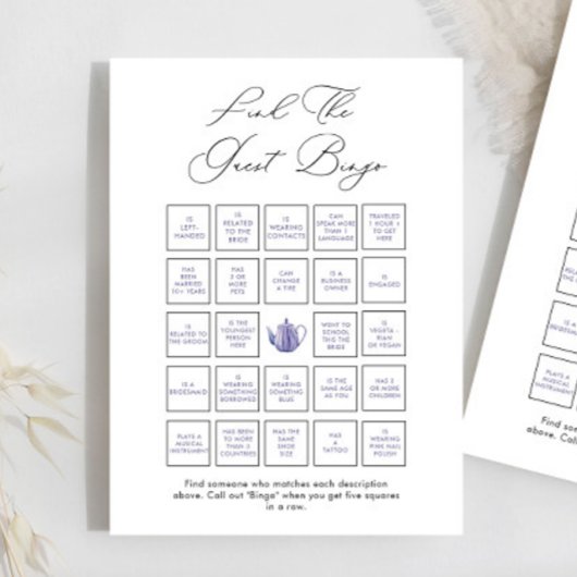 Tijd voor thee Vind het gast bingogame