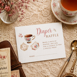 Tijd voor thee vintage bloemige theekop LUIER RAFF Informatiekaartje
