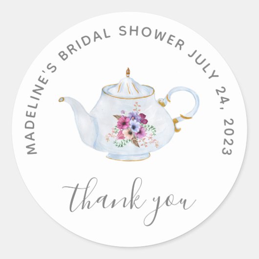 Tijd voor Thee Vintage Bruids-Shower Bedankt Ronde Sticker (Voorkant)