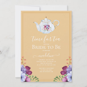 Tijd voor Thee Vintage Bruiloftsshower met Bloemen Kaart