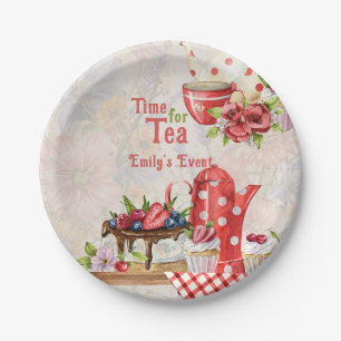 Tijd voor thee! Vintage Retro Afternoon Tea Party Papieren Bordje