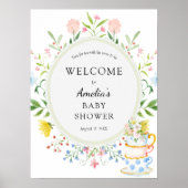Tijd voor theebloem Baby shower Poster (Voorkant)