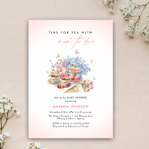 Tijd voor theekopjes boeket vlinder baby shower kaart