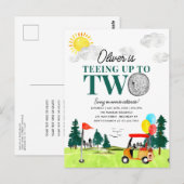 Tijd voor Twee Golf Jongen Golf Feestje 2de Verjaa Briefkaart (Voorkant / Achterkant)