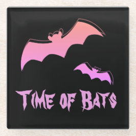 Tijd voor vleermuizen - Roze en Paarse Abstracte P Glazen Onderzetter