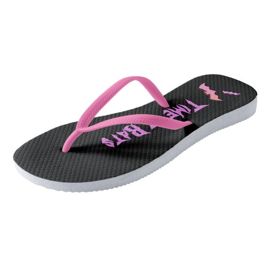 Tijd voor vleermuizen - Roze en Paarse Abstracte P Teenslippers (Schuin)