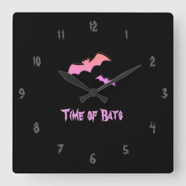 Tijd voor vleermuizen - Roze en Paarse Abstracte P Vierkante Klok