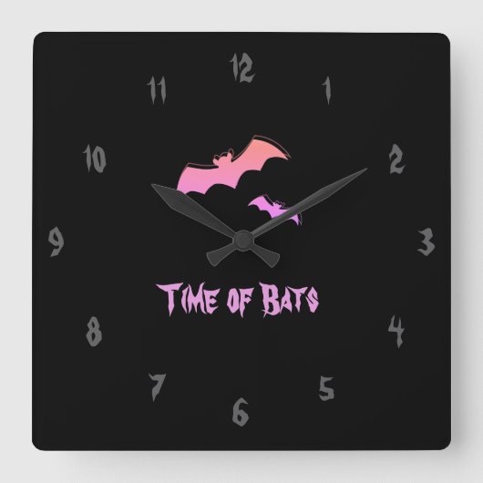 Tijd voor vleermuizen - Roze en Paarse Abstracte P Vierkante Klok (Voorkant)