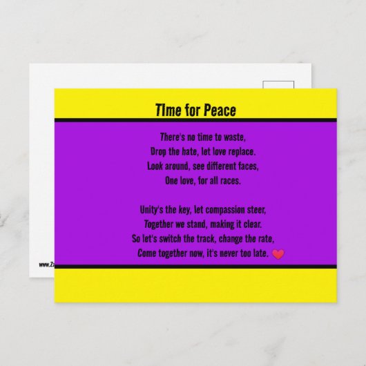 Tijd voor vrede briefkaart (Voorkant / Achterkant)