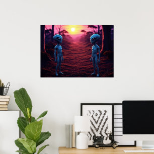 Tijd voor vrienden AI Alien Kunst Poster