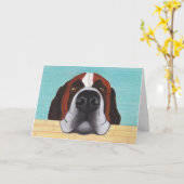 Tijd voor Walkies - Funny St Bernard Wenskaart Kaart (Gele Bloem)
