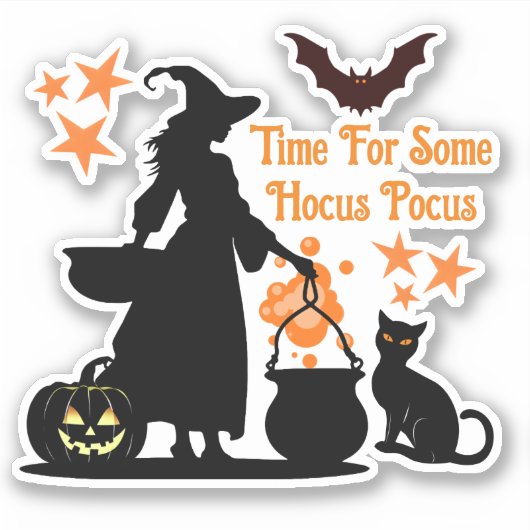 Tijd voor wat Hocus Pocus Halloween Heks Sticker (Voorkant)