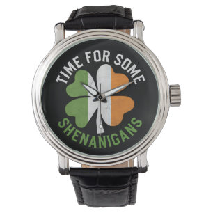 Tijd voor wat kattenkwaad klaver St. Patrick's Dag Horloge
