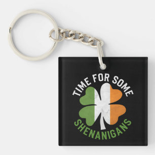 Tijd voor wat kattenkwaad Klaver St. Patrick's Dag Sleutelhanger