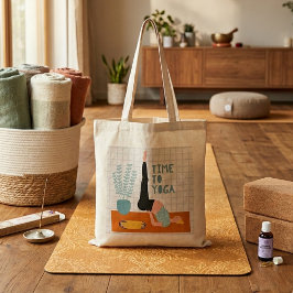 Tijd voor yoga zoete geïllustreerde canvas tas