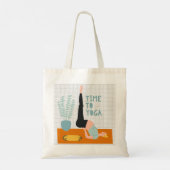 Tijd voor yoga zoete geïllustreerde canvas tas (Achterkant)
