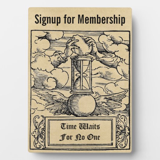 Tijd wacht op één lidmaatschapsstation fotoplaat (voorkant)