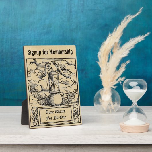 Tijd wacht op één lidmaatschapsstation fotoplaat (Zijkant)