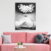 Tijd Zandloper handen Potlood tekening Surrealisme Canvas Afdruk (Insitu (Woonkamer))