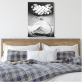 Tijd Zandloper handen Potlood tekening Surrealisme Canvas Afdruk (Insitu (Slaapkamer))
