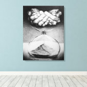 Tijd Zandloper handen Potlood tekening Surrealisme Canvas Afdruk (Insitu (Houten vloer))