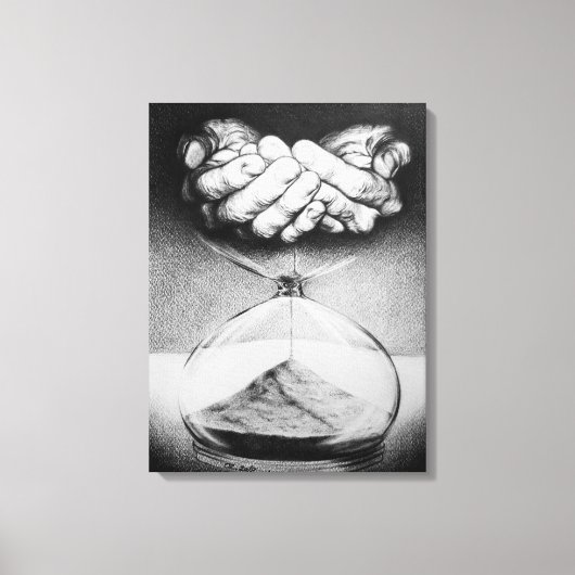 Tijd Zandloper handen Potlood tekening Surrealisme Canvas Afdruk (Voorkant)