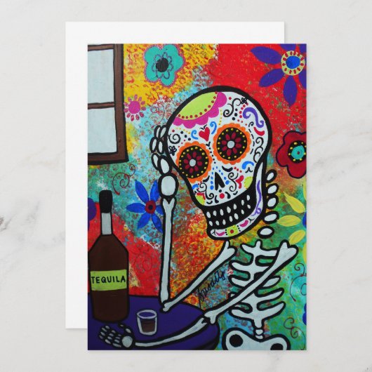 TIJDACHTIGE DAG VAN DE DODE INVITATIE KAART (Voorkant / Achterkant)