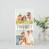 Tijdbalk Vet Goud 2025 Nieuwjaar 2 Foto Collage Feestdagenkaart (Staand voorkant)