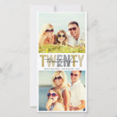 Tijdbalk Vet Goud 2025 Nieuwjaar 2 Foto Collage Feestdagenkaart (Voorkant)