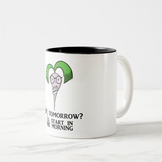 Tijdbeheersverloop (mok) tweekleurige koffiemok (Voorkant rechts)