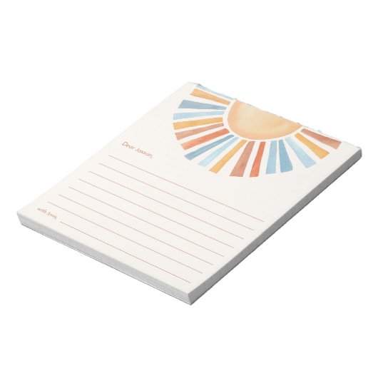 Tijdcapsule Boho zonneschijn zon geel blauw Notitieblok (Linkerzijde)