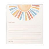 Tijdcapsule Boho zonneschijn zon geel blauw Notitieblok (Voorkant)