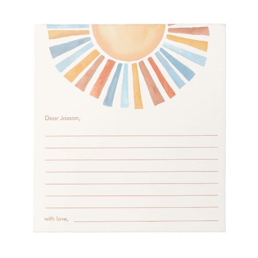 Tijdcapsule Boho zonneschijn zon geel blauw Notitieblok (Voorkant)