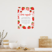 Tijdcapsule | Roze aardbei Gingham Verjaardag Poster (Keuken)