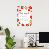 Tijdcapsule | Roze aardbei Gingham Verjaardag Poster (Thuiskantoor)