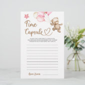 Tijdcapsule teddybeer baby shower spel (Staand voorkant)