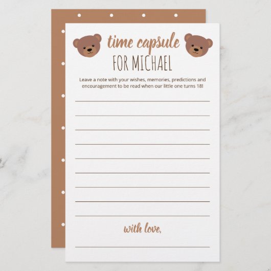 Tijdcapsule voor Baby shower en geboorte (Voorkant / Achterkant)