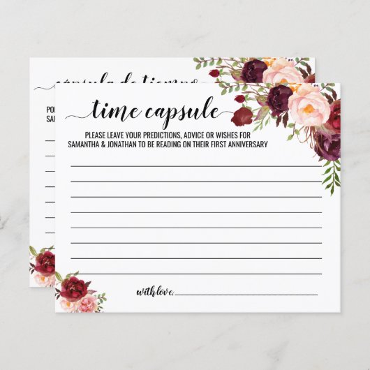 Tijdcapsuleadvies koppel douche engels Spaans (Voorkant / Achterkant)