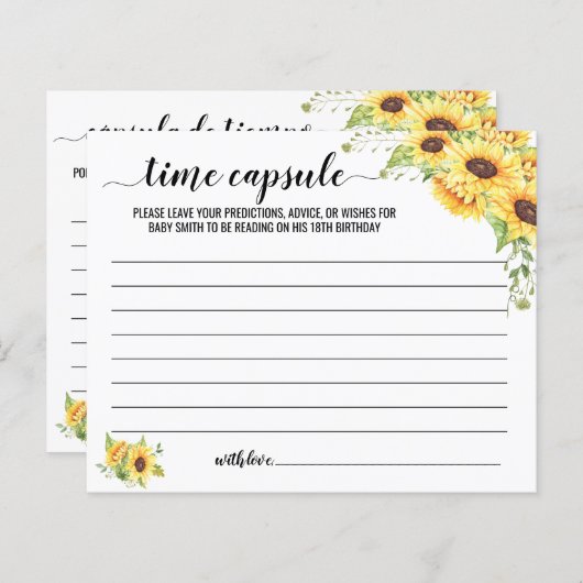 Tijdcapsuleadvies voor het baby Spaans (Voorkant / Achterkant)