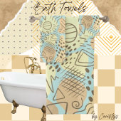 Tijdelijk Abstract blauw, geel, meloen, bruin Bad Handdoek