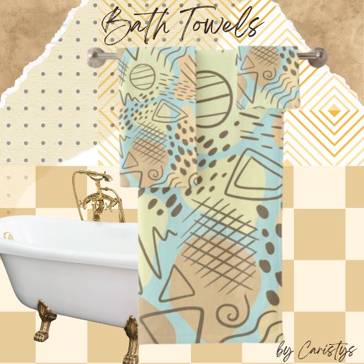 Tijdelijk Abstract blauw, geel, meloen, bruin Bad Handdoek