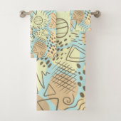 Tijdelijk Abstract blauw, geel, meloen, bruin Bad Handdoek (Insitu)