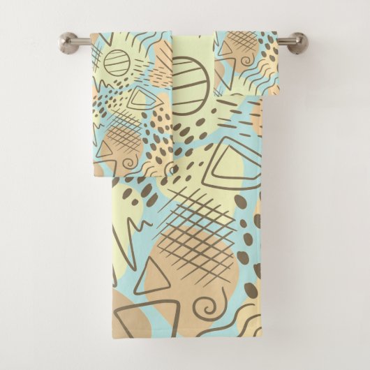 Tijdelijk Abstract blauw, geel, meloen, bruin Bad Handdoek (Insitu)