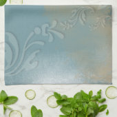 Tijdelijk Abstract Blauw Goud Zelf Theedoek (Gevouwen)