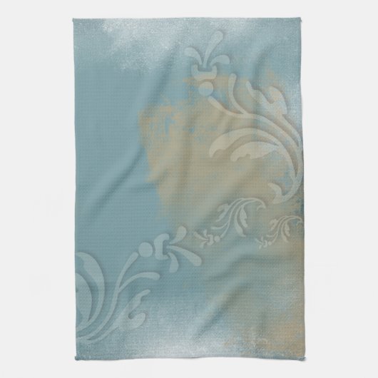 Tijdelijk Abstract Blauw Goud Zelf Theedoek (Verticaal)