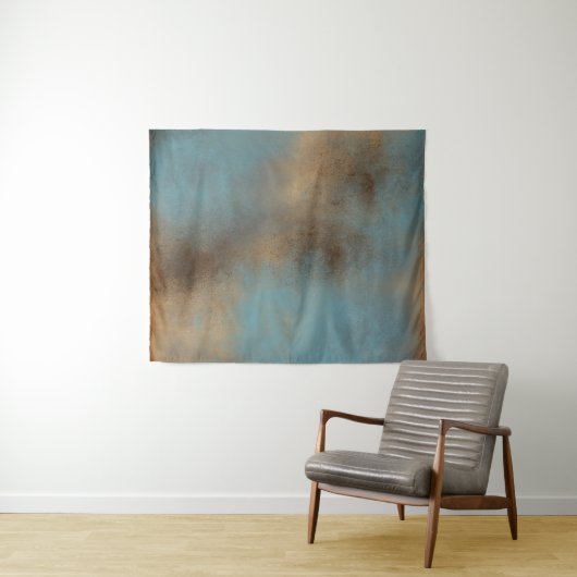 Tijdelijk Abstract Blauwgroen-blauw Gold Brown Wandkleed (In Situ (horizontaal))