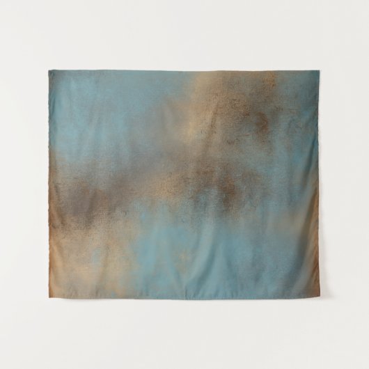 Tijdelijk Abstract Blauwgroen-blauw Gold Brown Wandkleed (Voorkant (horizontaal))