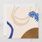 Tijdelijk Abstract botanisch blauw beige huwelijk Kaart (Achterkant)
